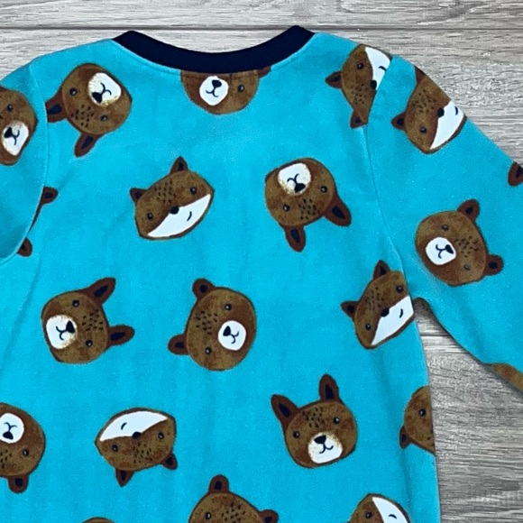 Carter’s Fleece Footed Pajama’s 4T | Bear Fleece Pjs 4T | Fox Pjs 4T Teal Blue - Picture 9 of 11